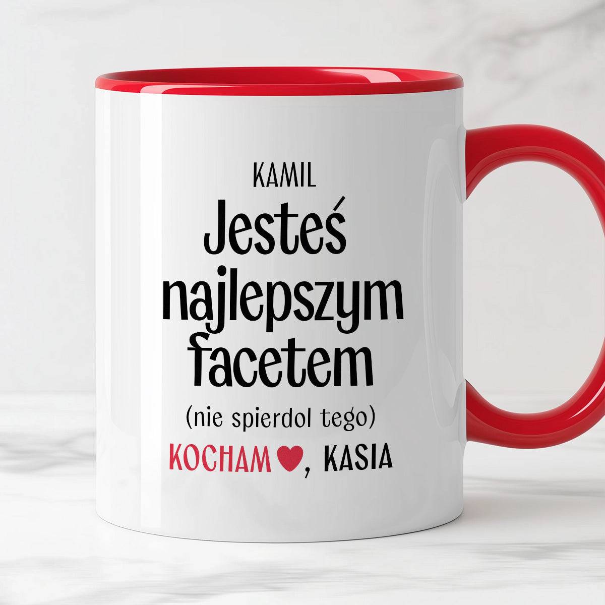 Kubek spersonalizowany z nadrukiem "Jesteś najlepszym facetem (nie spi