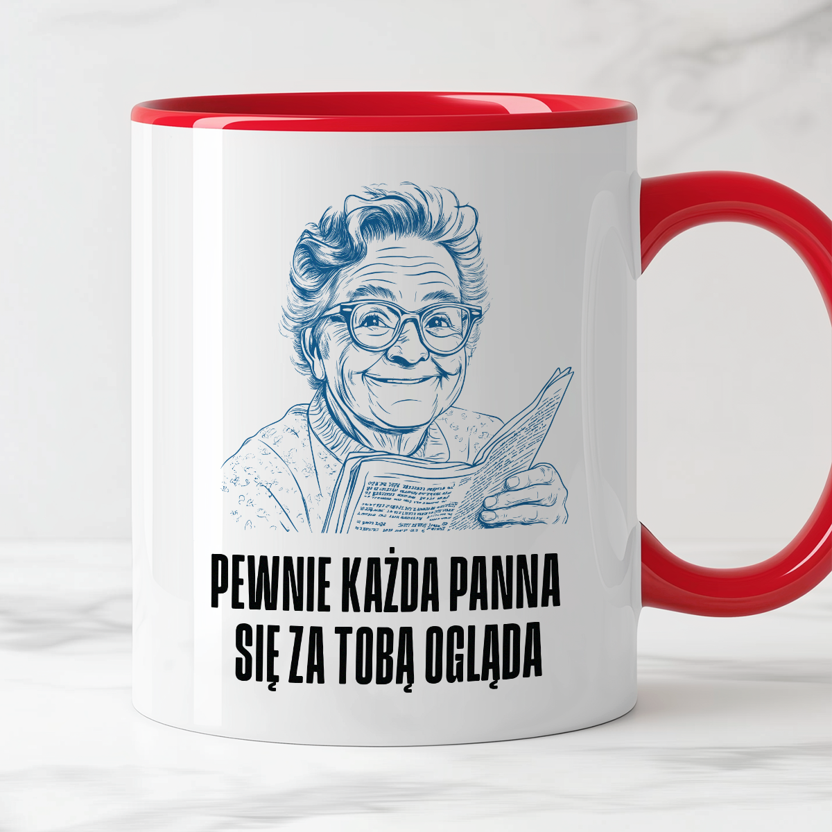 Kubek z cytatem Dziadka "Pewnie każda panna się za Tobą ogląda"