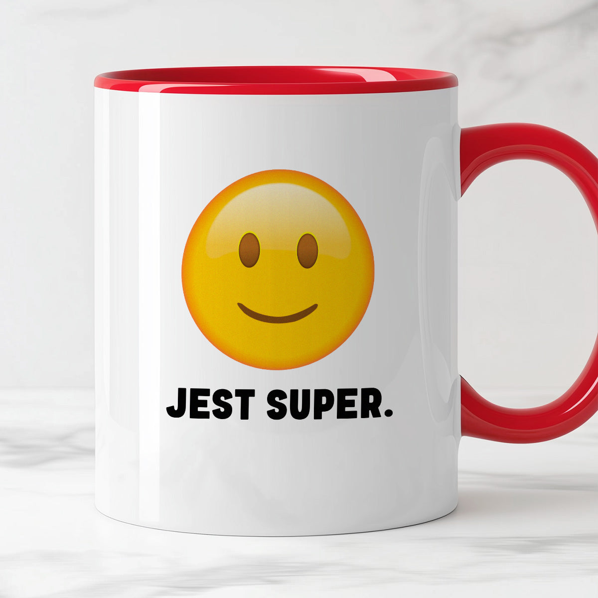 Kubek z nadrukiem "Jest super." - uśmiech nienawiści