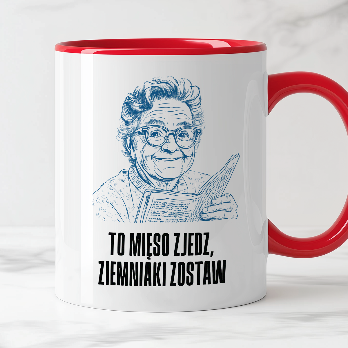 Kubek z cytatem Dziadka "To mięso zjedz, ziemniaki zostaw"