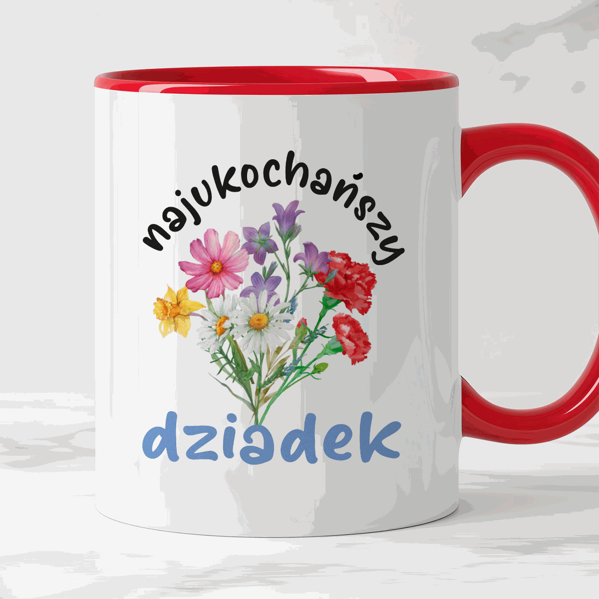 Kubek dla Dziadka - "Najukochańszy dziadek" - kwiaty