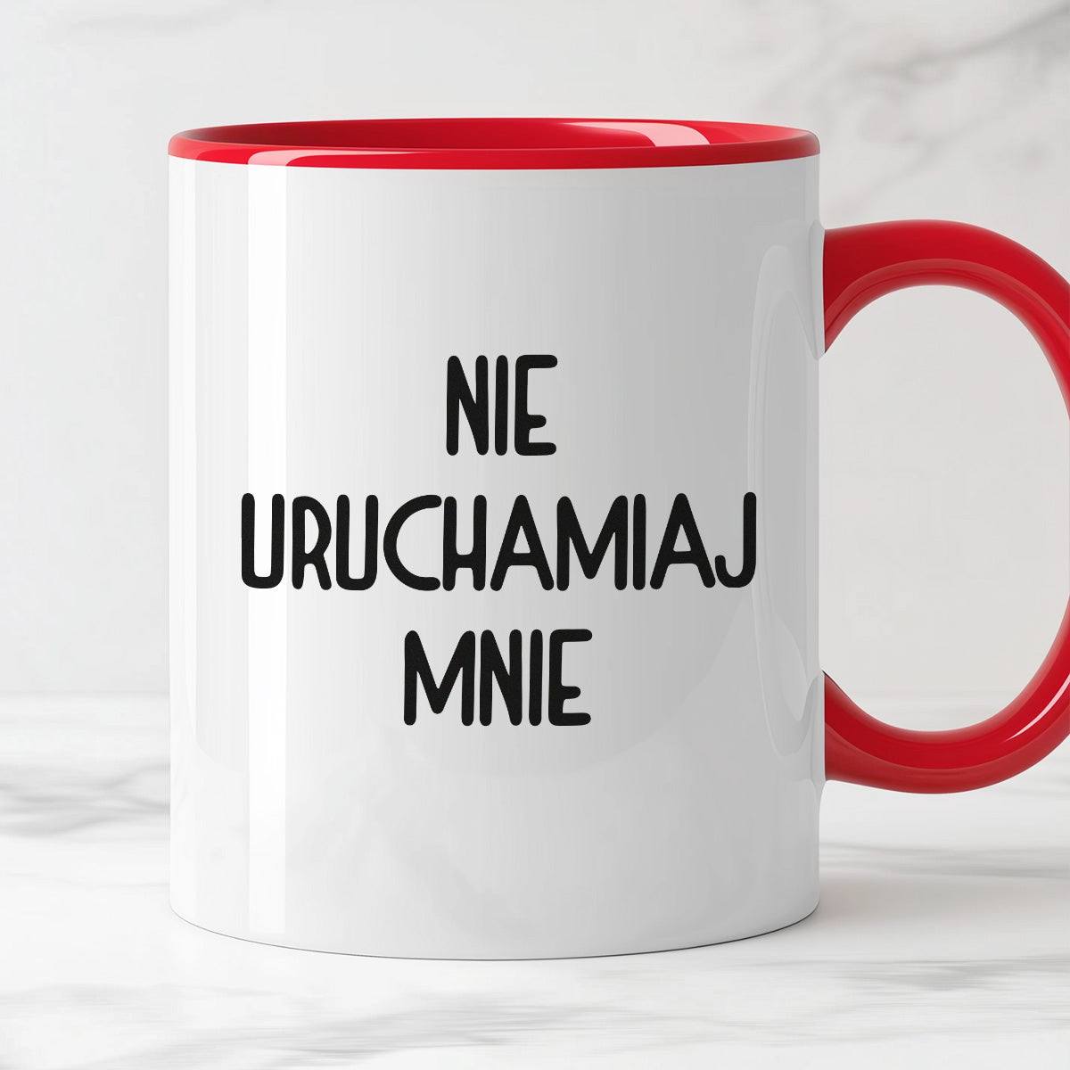 Kubek z nadrukiem "Nie uruchamiaj mnie"