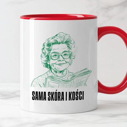 Kubek z cytatem Babci "Sama skóra i kości"