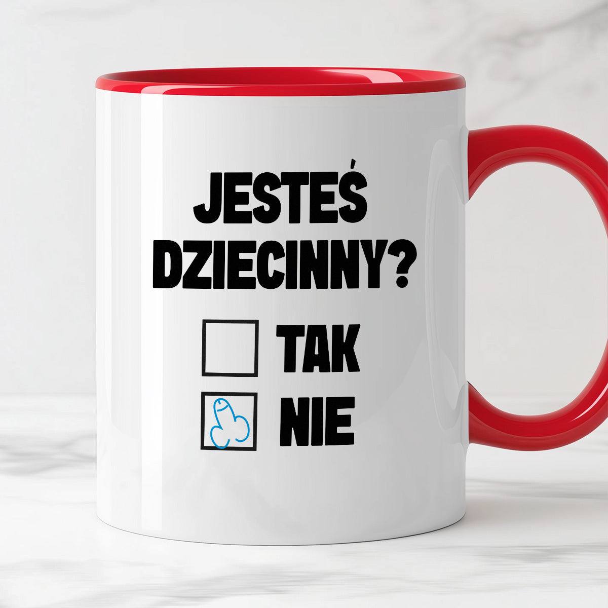 Kubek z nadrukiem "Jesteś dziecinny?"