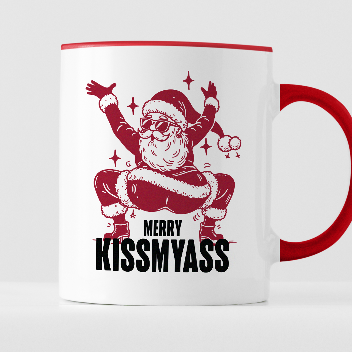 Kubek świąteczny z ✨slay✨ Mikołajem "Merry kissmyass"