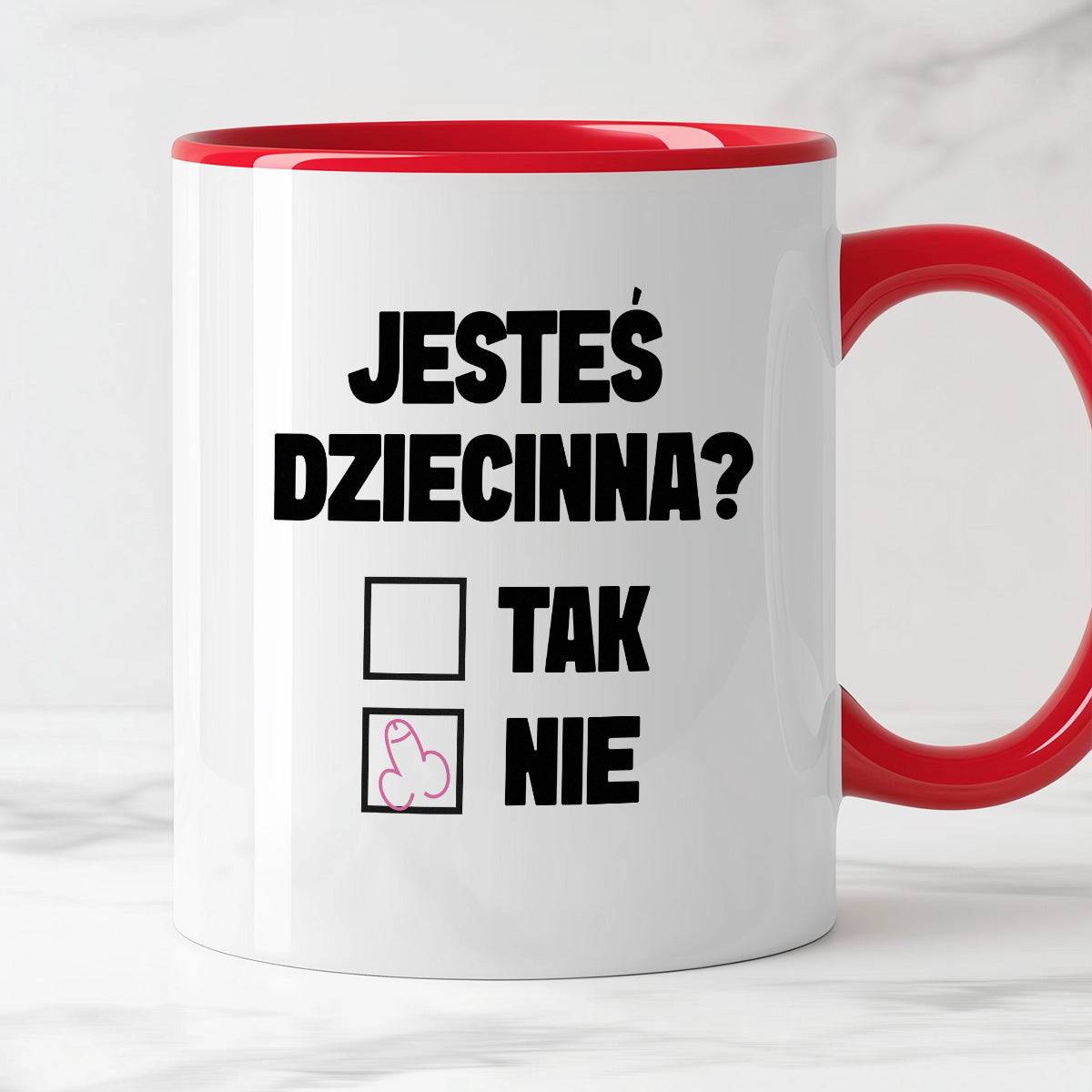 Kubek z nadrukiem "Jesteś dziecinna?"