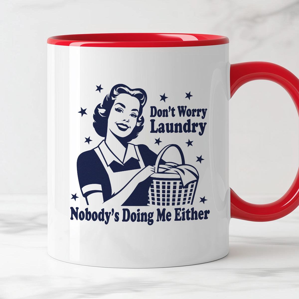 Kubek z nadrukiem "Don't Worry Laundry Nobody's Doing Me Either"