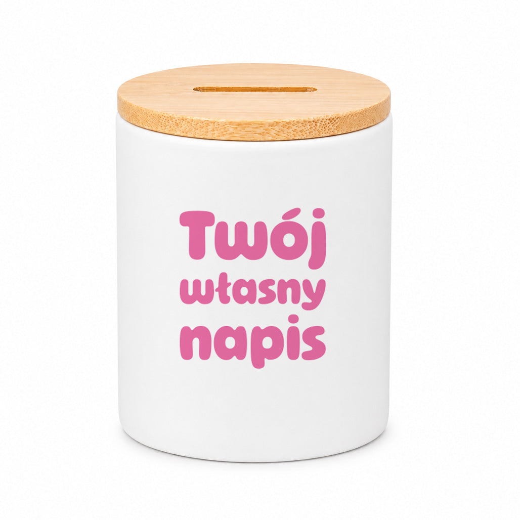 SKARBONKA ceramiczna z własnym napisem (różowy)