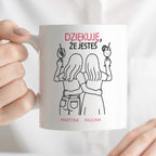 Kubek spersonalizowany z nadrukiem - "Dziękuję, że jesteś" z IMIONAMI dla PRZYJACIÓŁEK