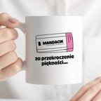 Kubek z nadrukiem "Mandacik za przekroczenie prędkości"