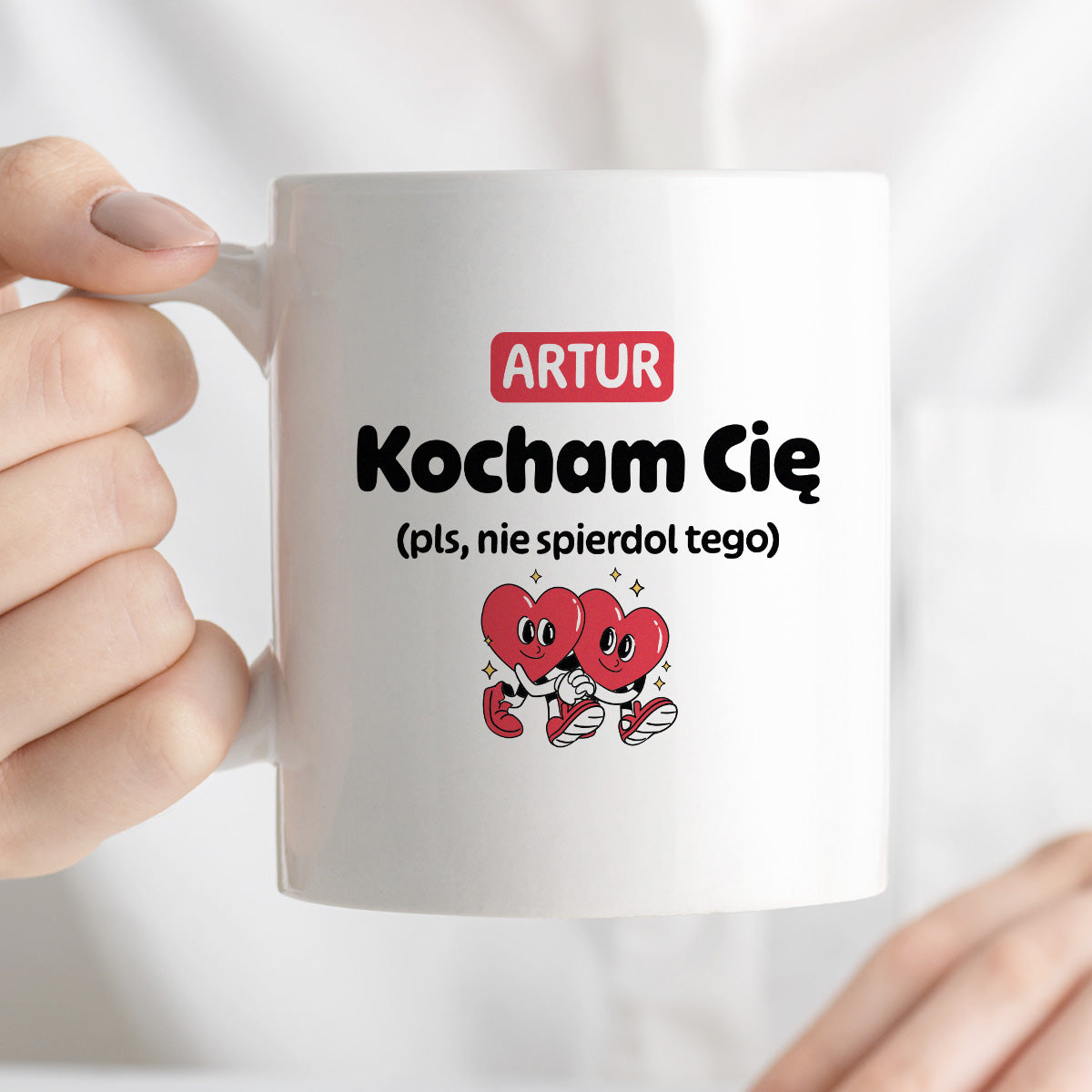 Kubek spersonalizowany z IMIENIEM "Kocham Cię (pls, nie spierdol tego)" I