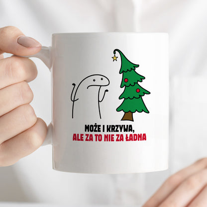 Kubek świąteczny mem "Może i krzywa, ale za to nie za ładna"