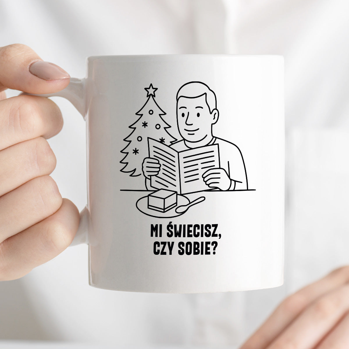 Kubek świąteczny z cytatem TATY - "Mi świecisz, czy sobie?"