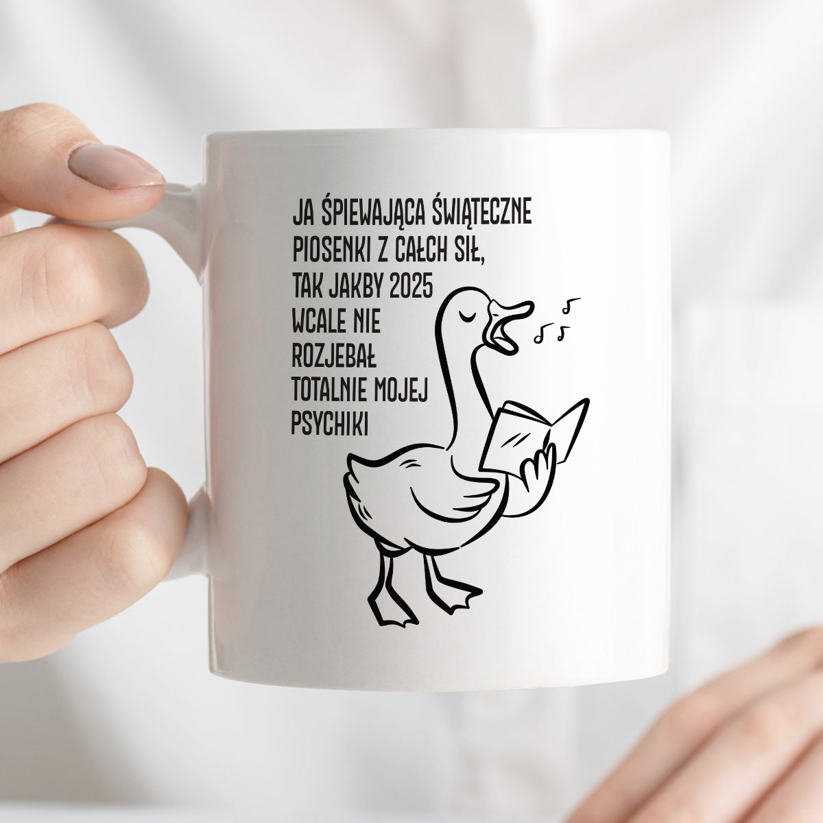 Kubek świąteczny z GĄSKĄ - "JA ŚPIEWAJĄCA ŚWIĄTECZNE PIOSENKI..."