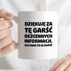 Kubek z nadrukiem - "Dziękuję za tę garść bezcennych informacji"