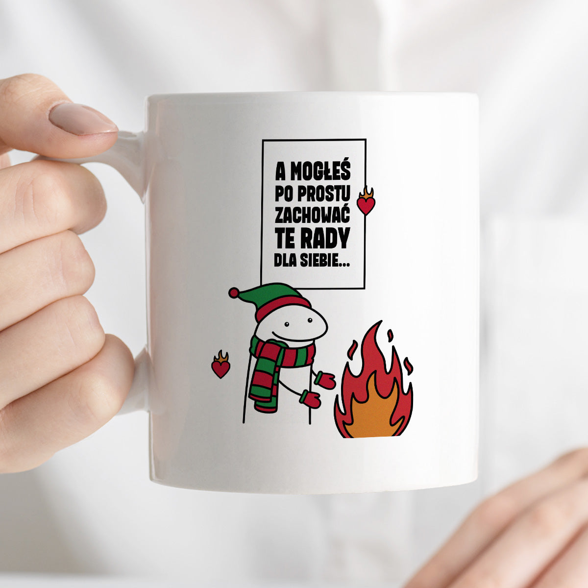 Kubek świąteczny mem "A mogłeś po prostu zachować te rady dla siebie..."