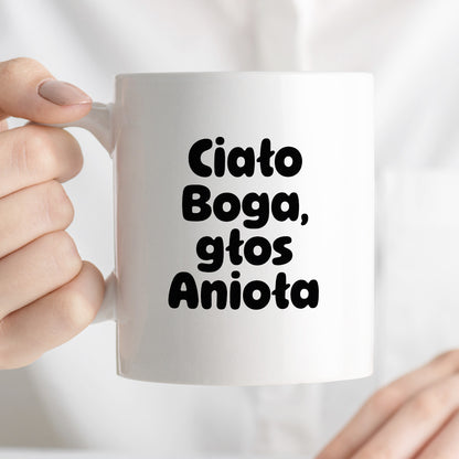 Kubek z nadrukiem "Ciało Boga, głos Anioła"