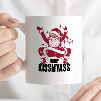 Kubek świąteczny z ✨slay✨ Mikołajem "Merry kissmyass"