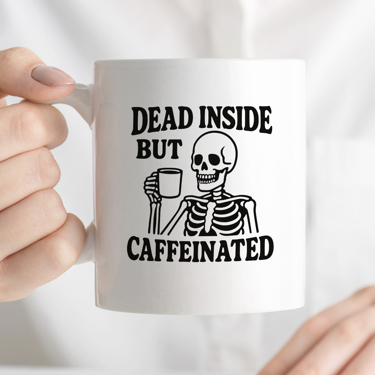 Kubek z nadrukiem "Dead inside but caffeinated"