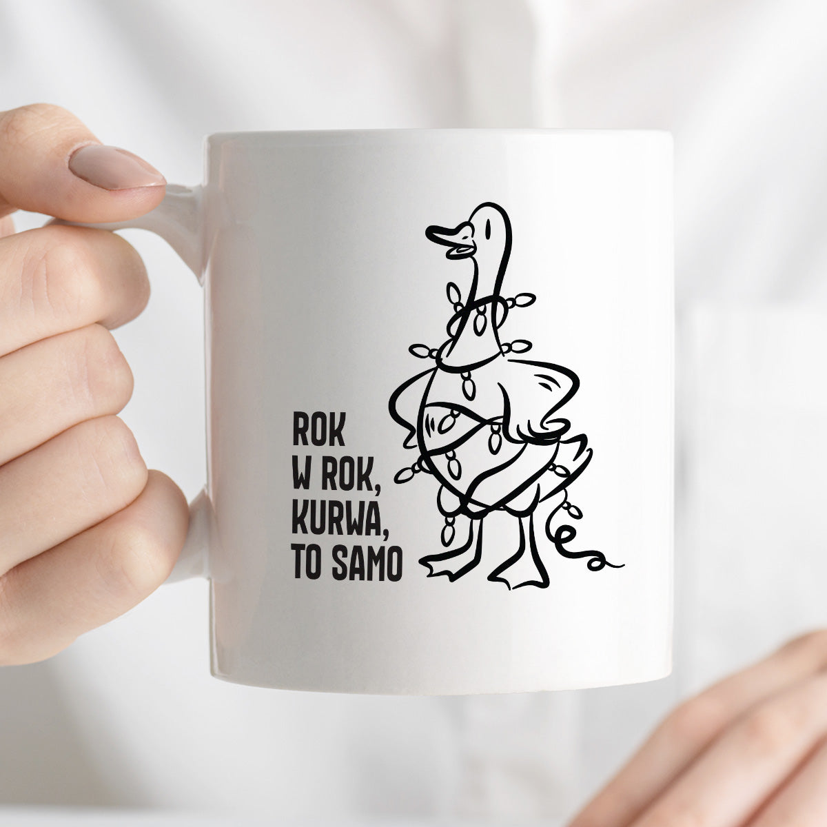 Kubek świąteczny z GĄSKĄ - "ROK W ROK, KURWA, TO SAMO"