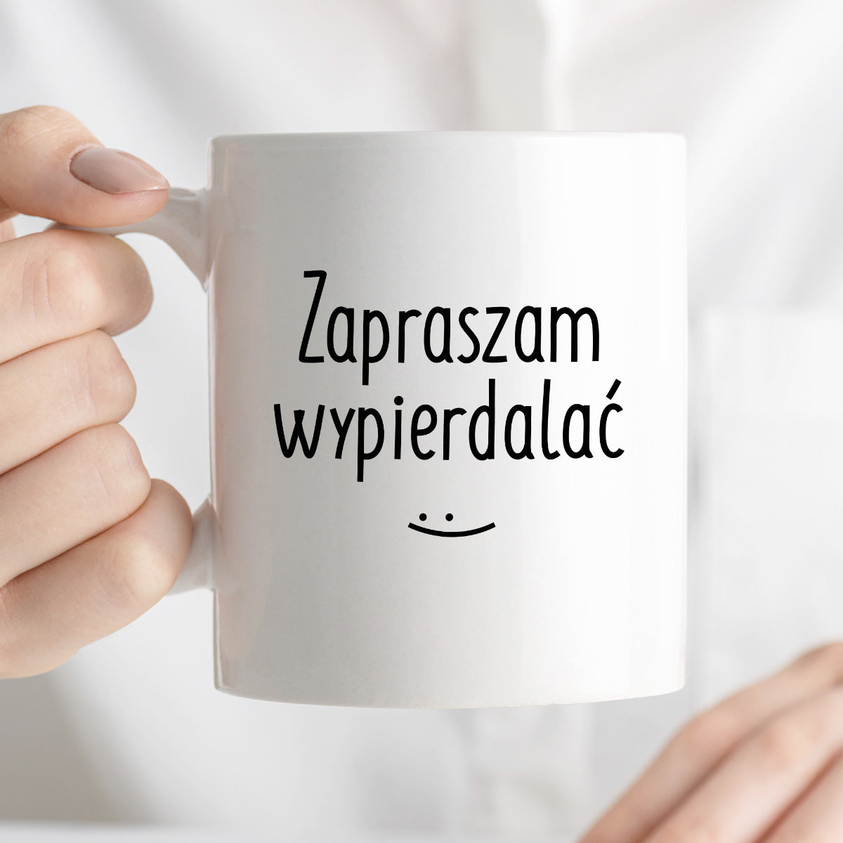 Kubek z nadrukiem "Zapraszam wypierdalać :)"