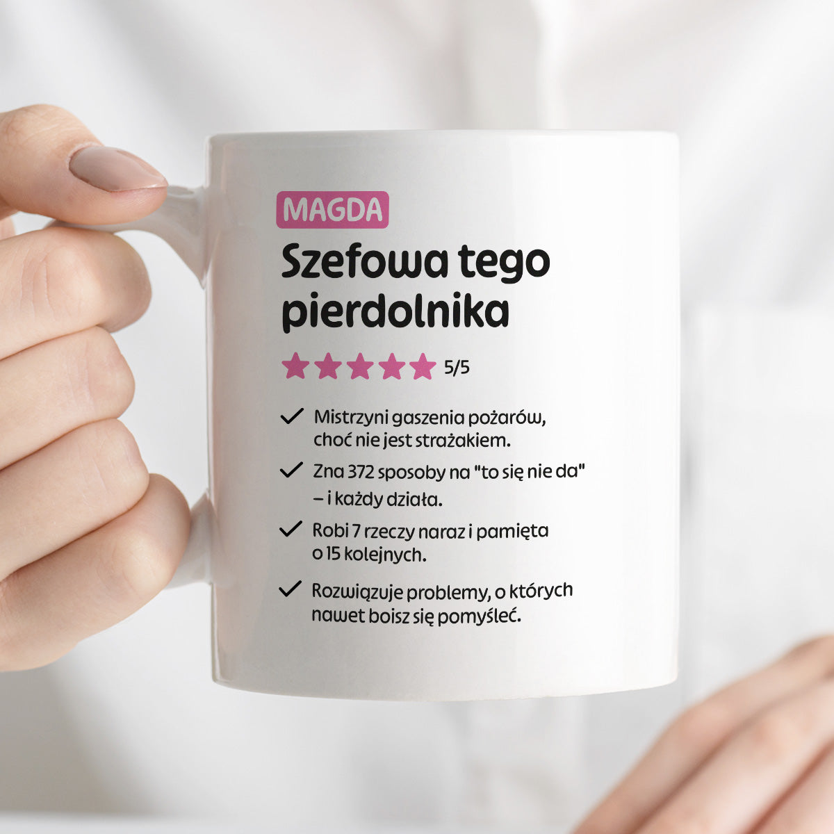 Kubek spersonalizowany z nadrukiem "Szefowa tego pierdolnika"