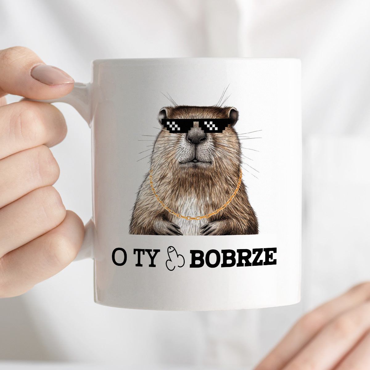Kubek z nadrukiem "O Ty ch*ju bobrze"