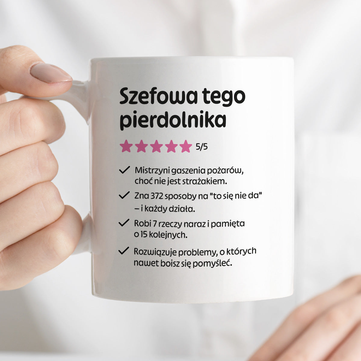 Kubek z nadrukiem "Szefowa tego pierdolnika"
