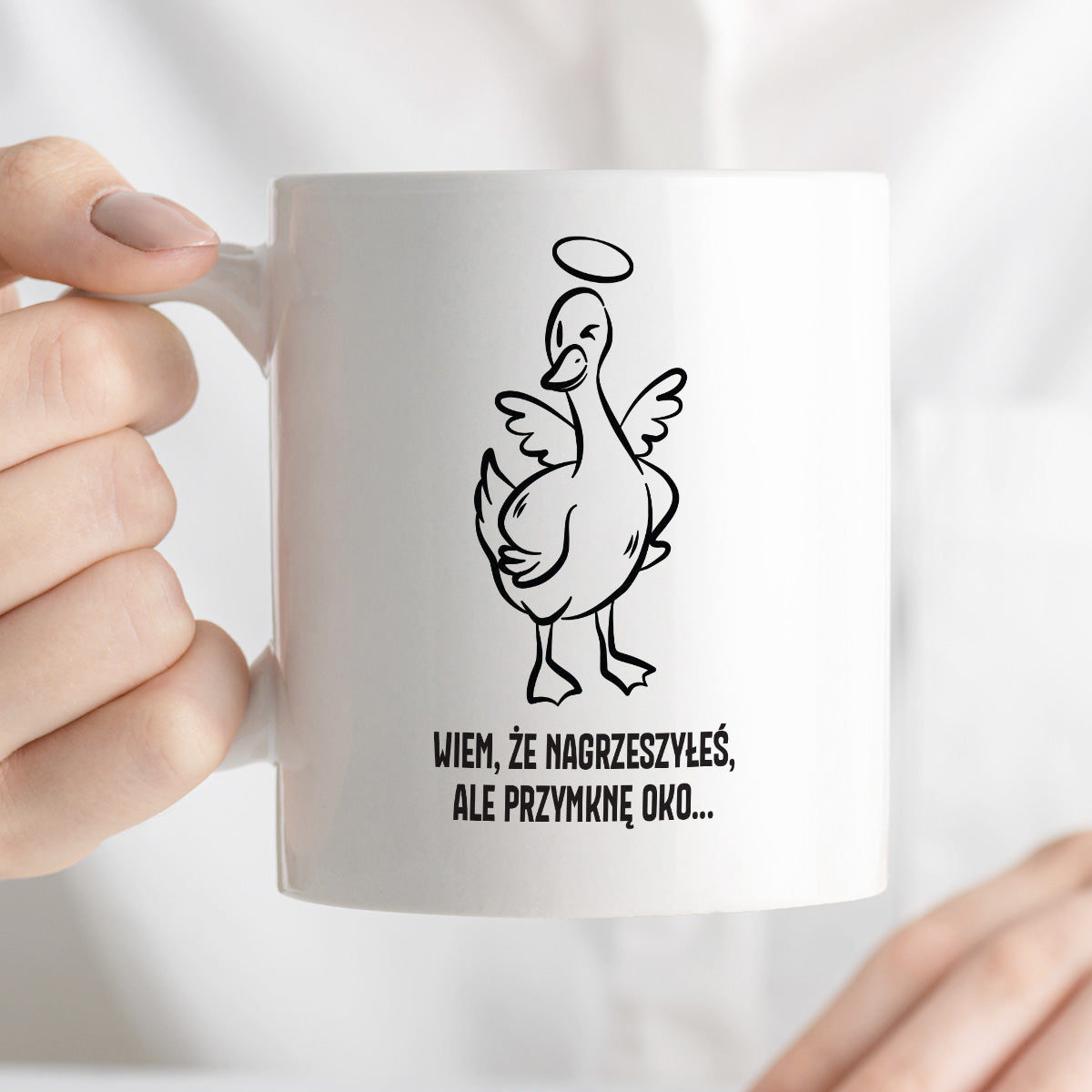 Kubek świąteczny z GĄSKĄ - "WIEM, ŻE NAGRZESZYŁEŚ, ALE PRZYMKNĘ OKO..."