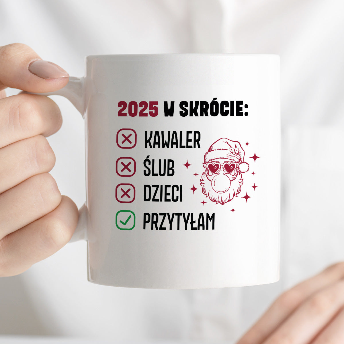 Kubek świąteczny z Mikołajem "2025 w skrócie" I