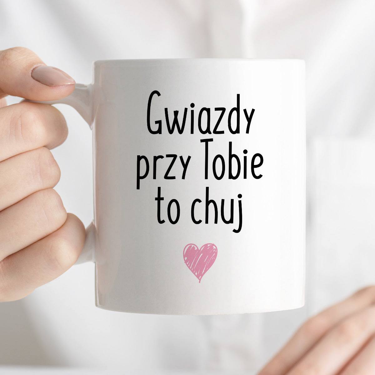 Kubek z nadrukiem "Gwiazdy przy Tobie to chuj" FB