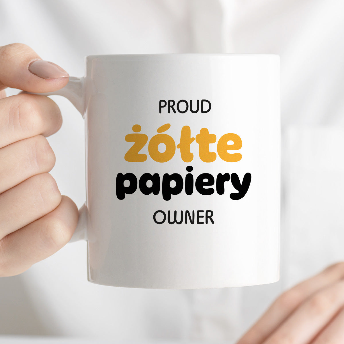 Kubek z nadrukiem - "PROUD żółte papiery OWNER"