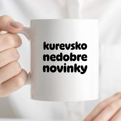 Kubek z nadrukiem - "kurevsko nedobre novinky" v2