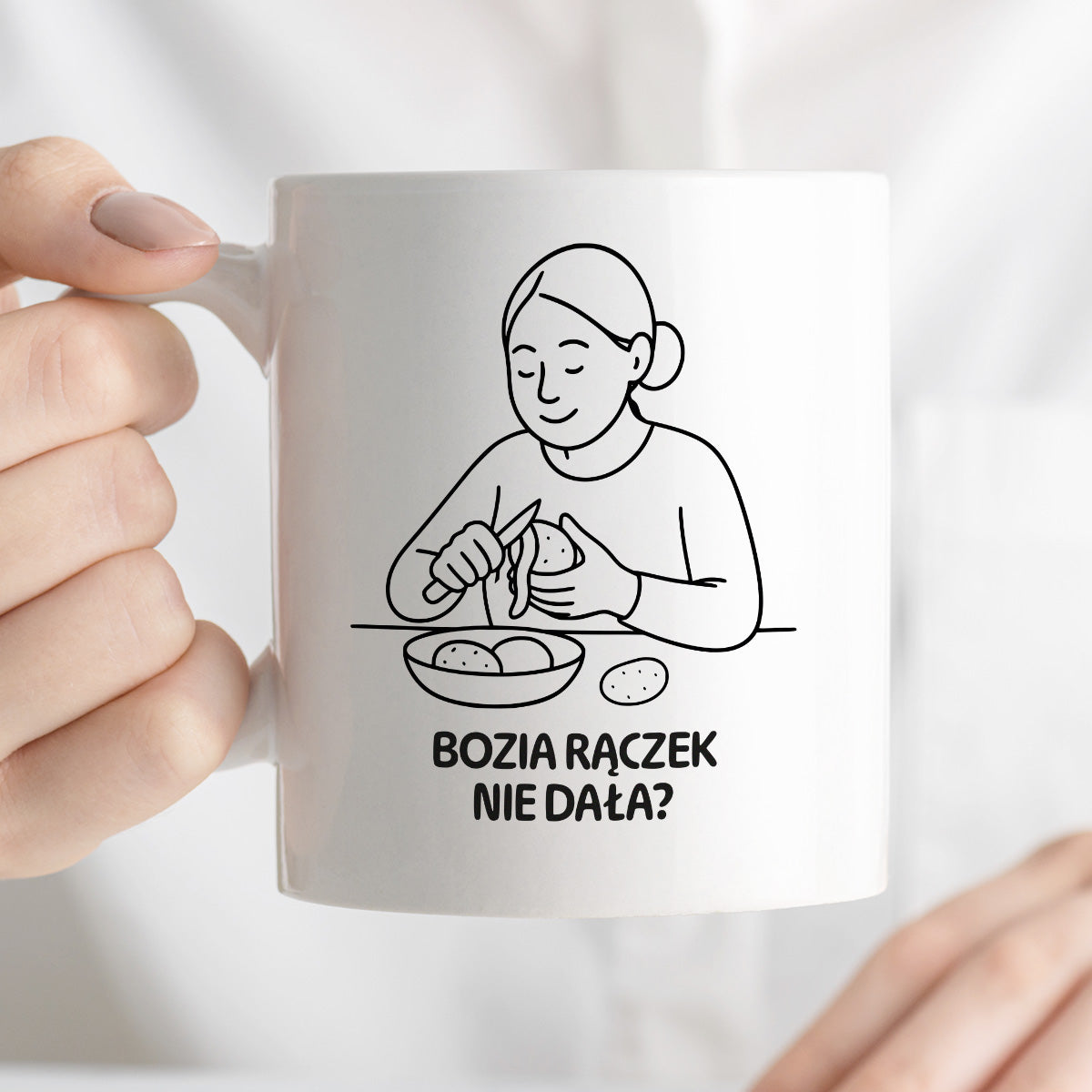 Kubek z nadrukiem "Bozia rączek nie dała?" - Cytaty MAMY - DZIEŃ MAMY