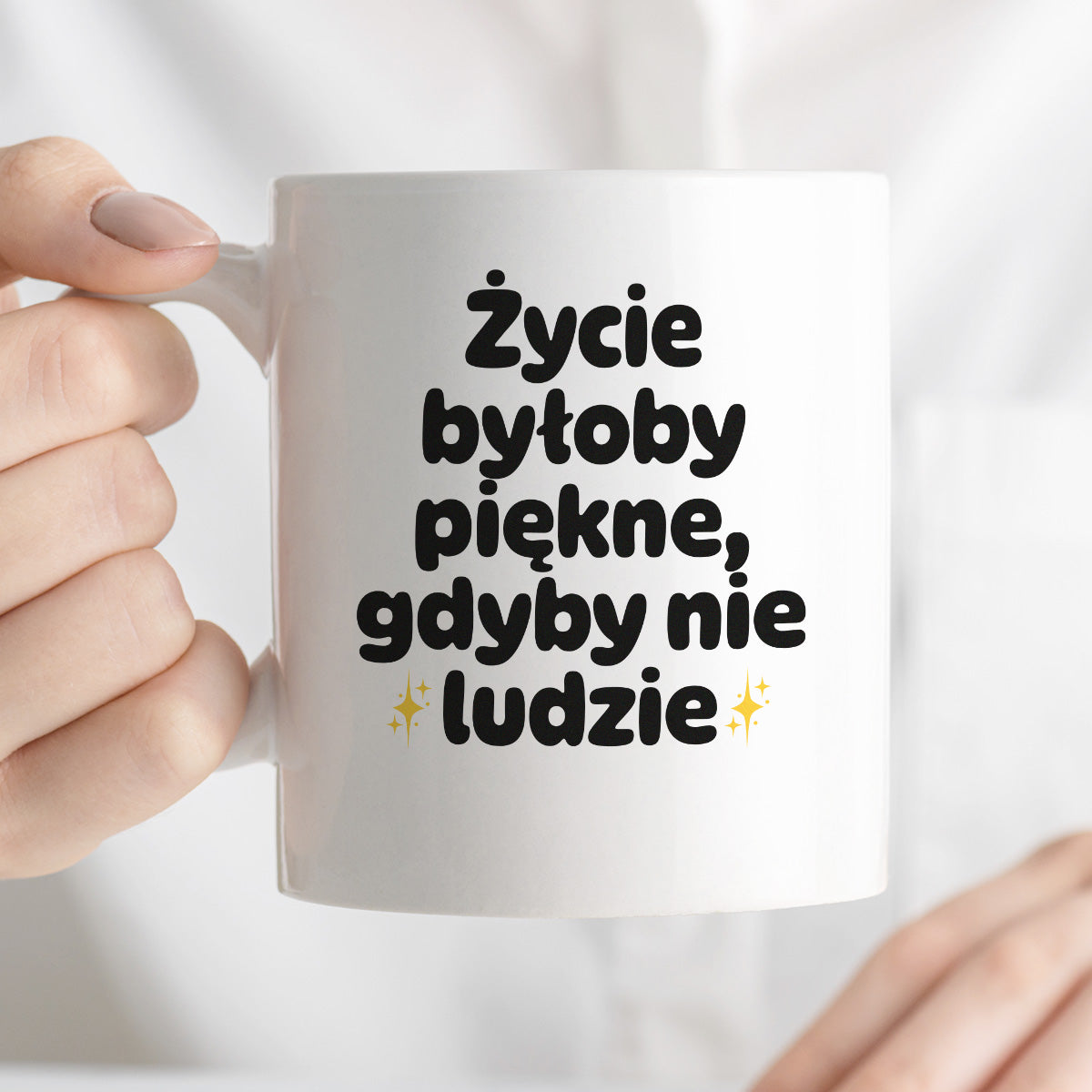 Kubek z nadrukiem - "Życie byłoby piękne, gdyby nie ludzie"