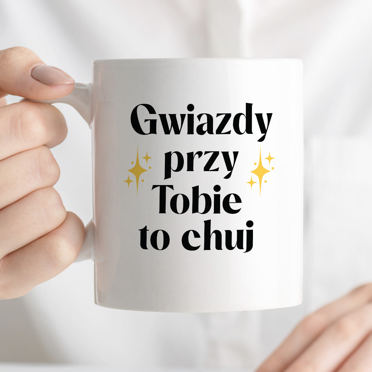 Kubek z nadrukiem "Gwiazdy przy Tobie to chuj"