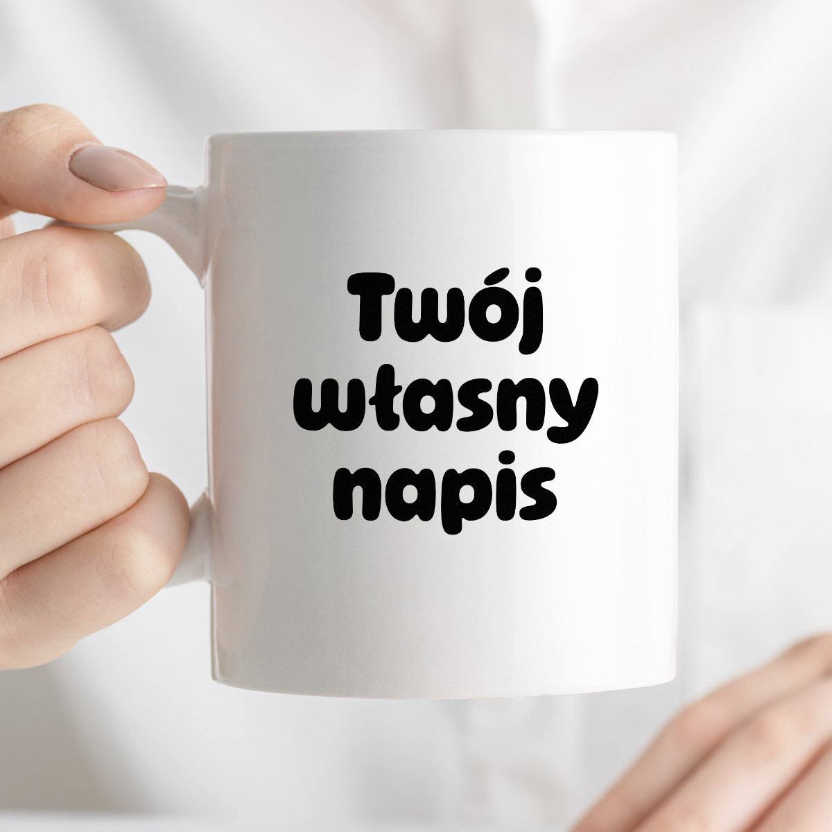 Kubek spersonalizowany z własnym napisem III - CZARNY NAPIS