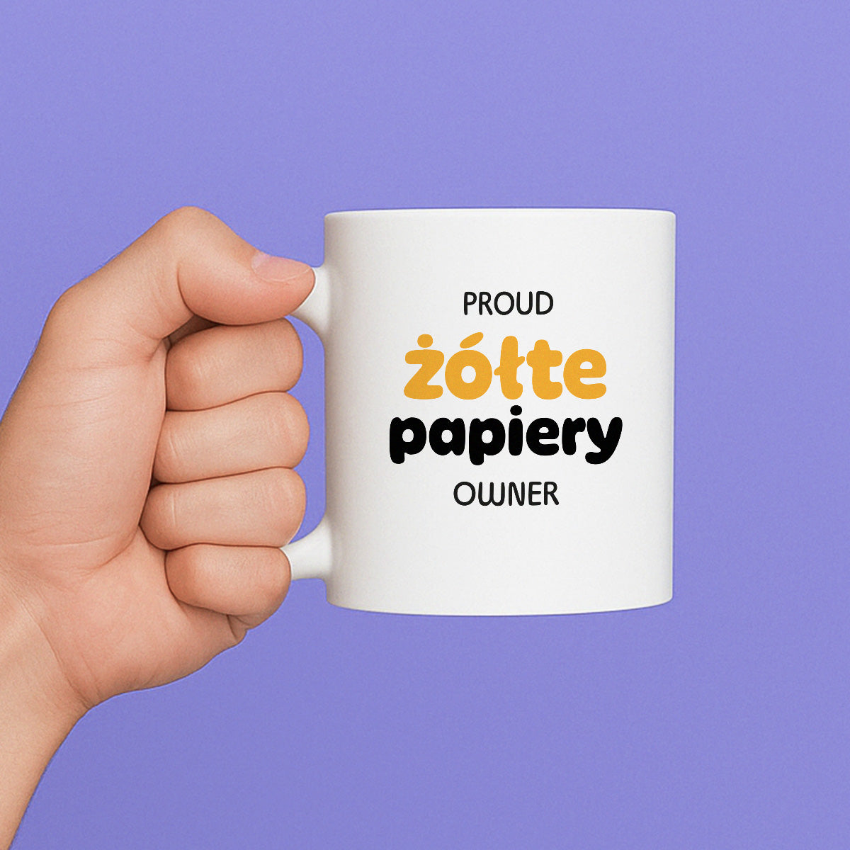 Kubek z nadrukiem - "PROUD żółte papiery OWNER"
