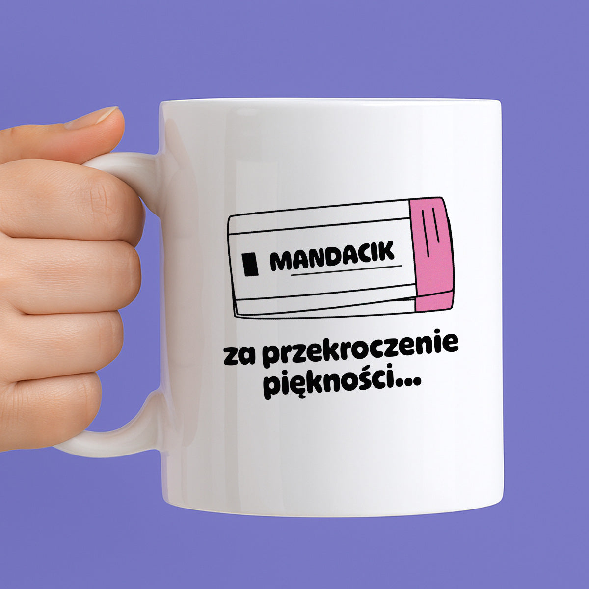 Kubek z nadrukiem "Mandacik za przekroczenie prędkości"