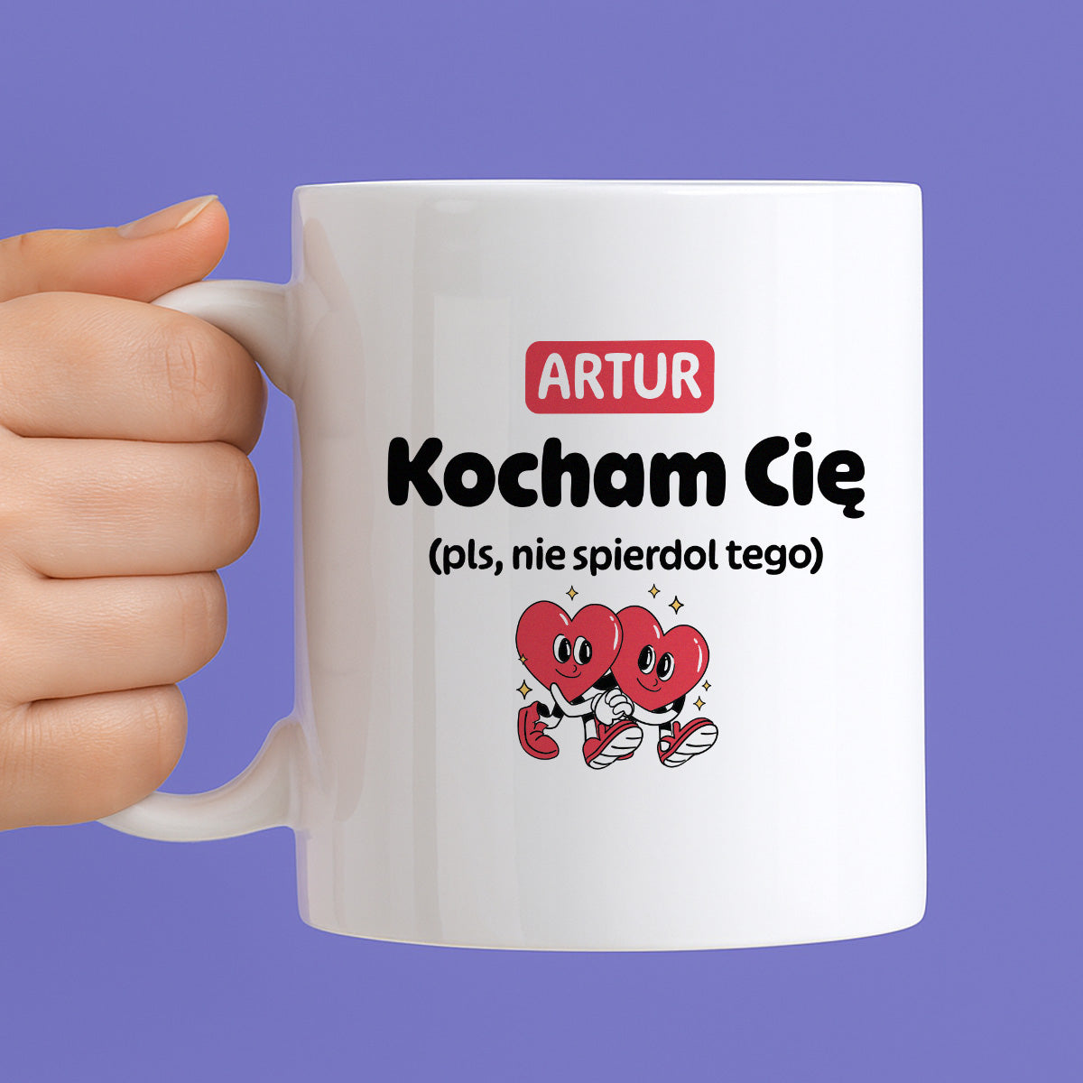 Kubek spersonalizowany z IMIENIEM "Kocham Cię (pls, nie spierdol tego)" I