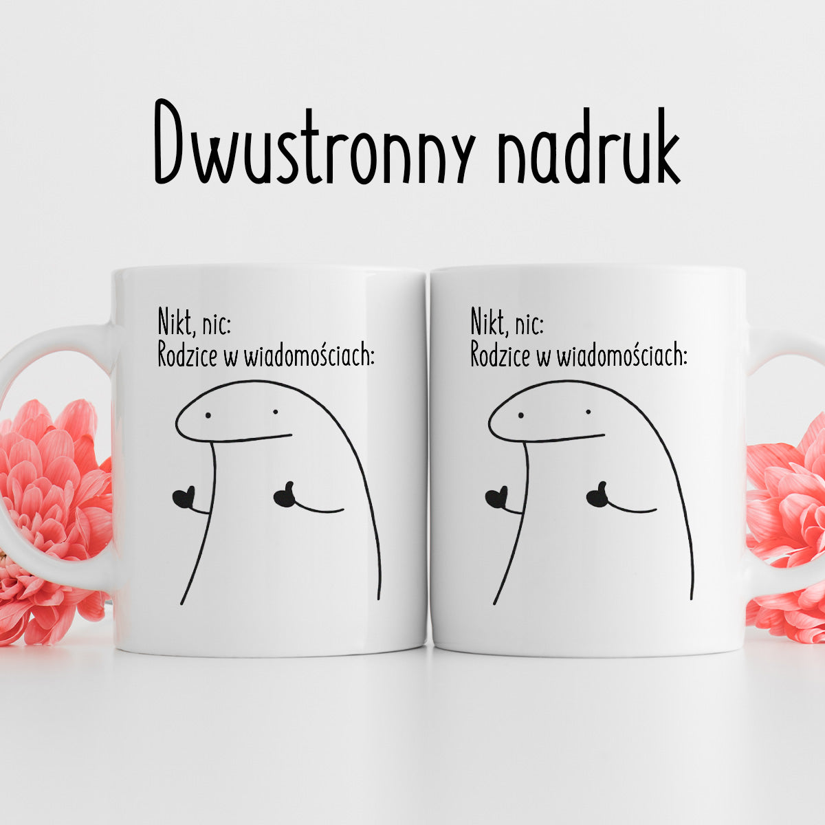 Kubek z nadrukiem "Nikt, nic: Rodzice w wiadomościach:"