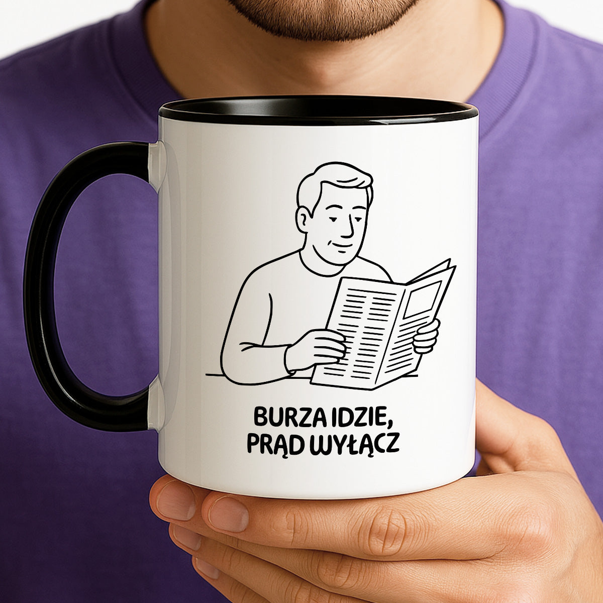 Kubek z nadrukiem "Burza idzie, prąd wyłącz" - Cytaty TATY - DZIEŃ TATY