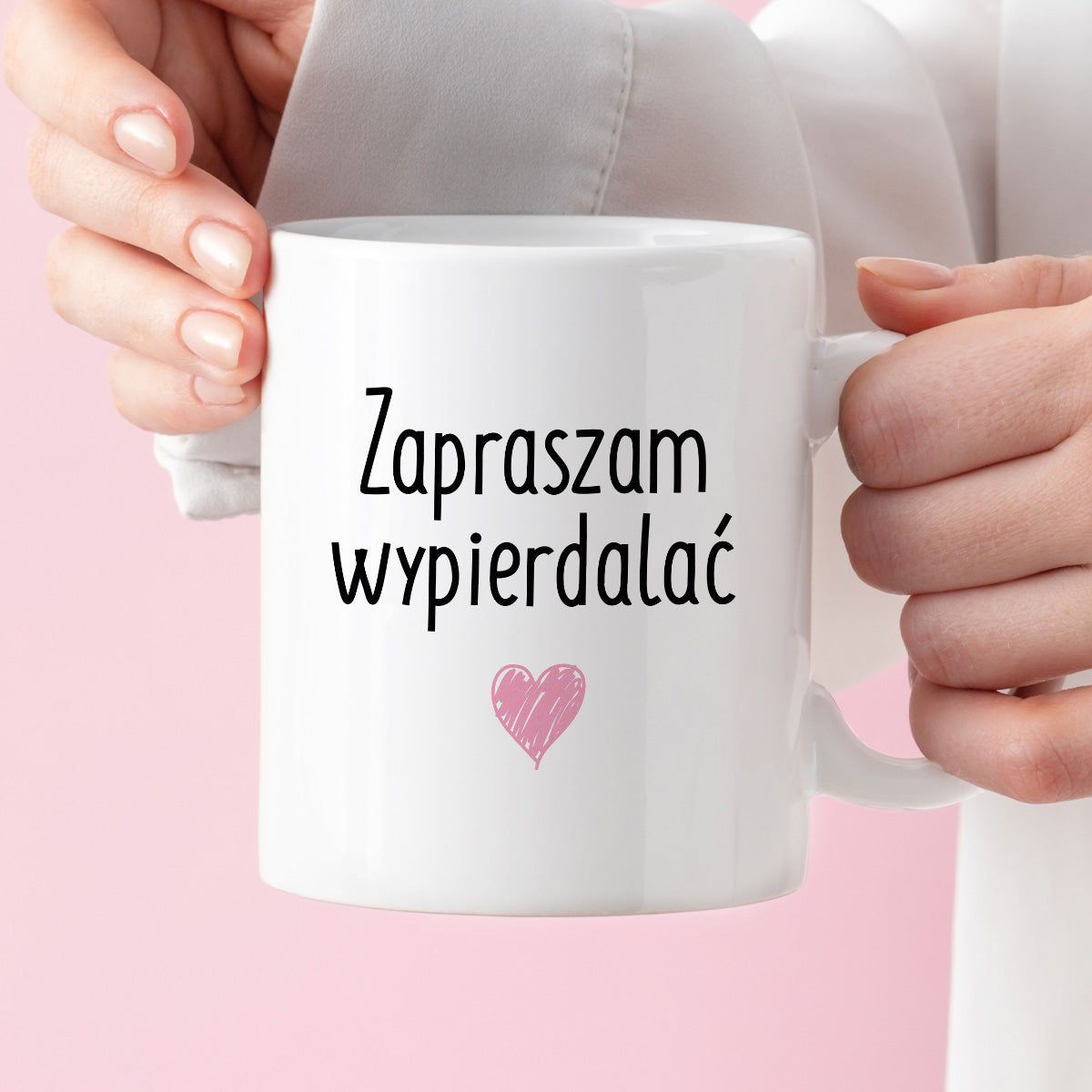 Kubek z nadrukiem "Zapraszam wypierdalać <3"