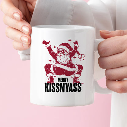 Kubek świąteczny z ✨slay✨ Mikołajem "Merry kissmyass"