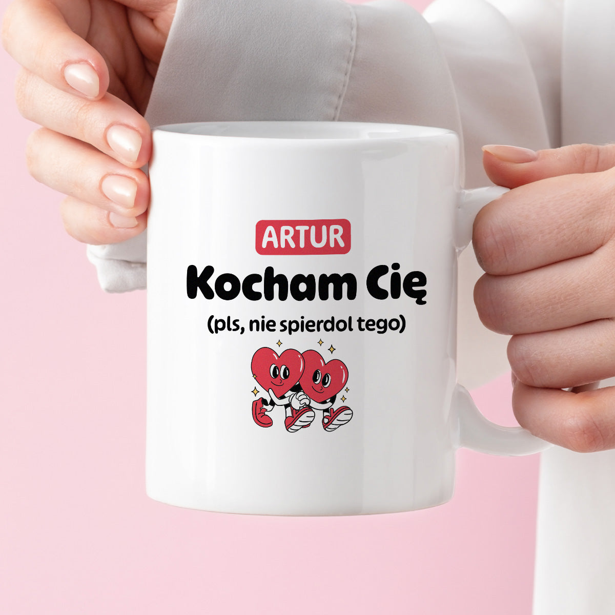 Kubek spersonalizowany z IMIENIEM "Kocham Cię (pls, nie spierdol tego)" I