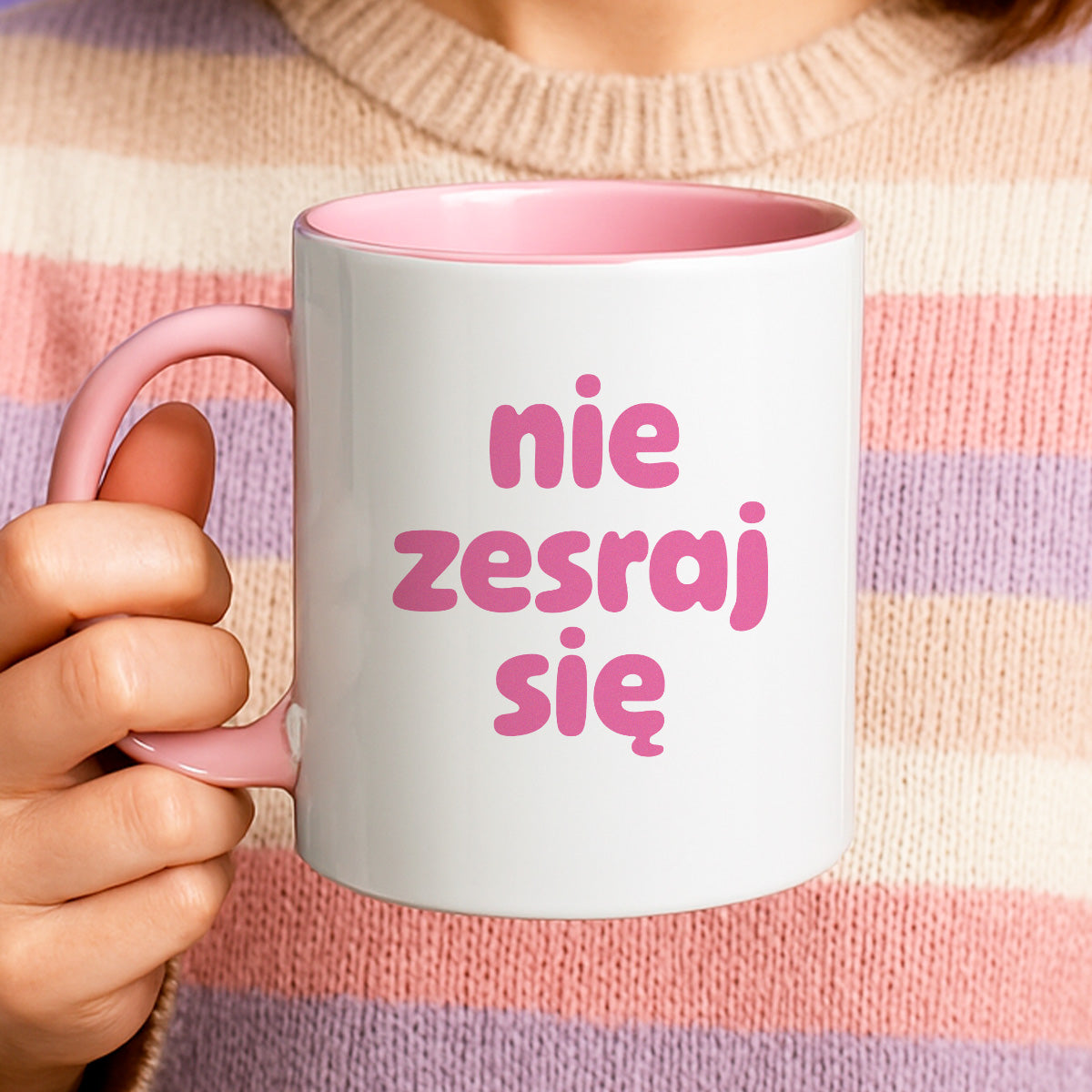 Kubek z nadrukiem "nie zesraj się" v2