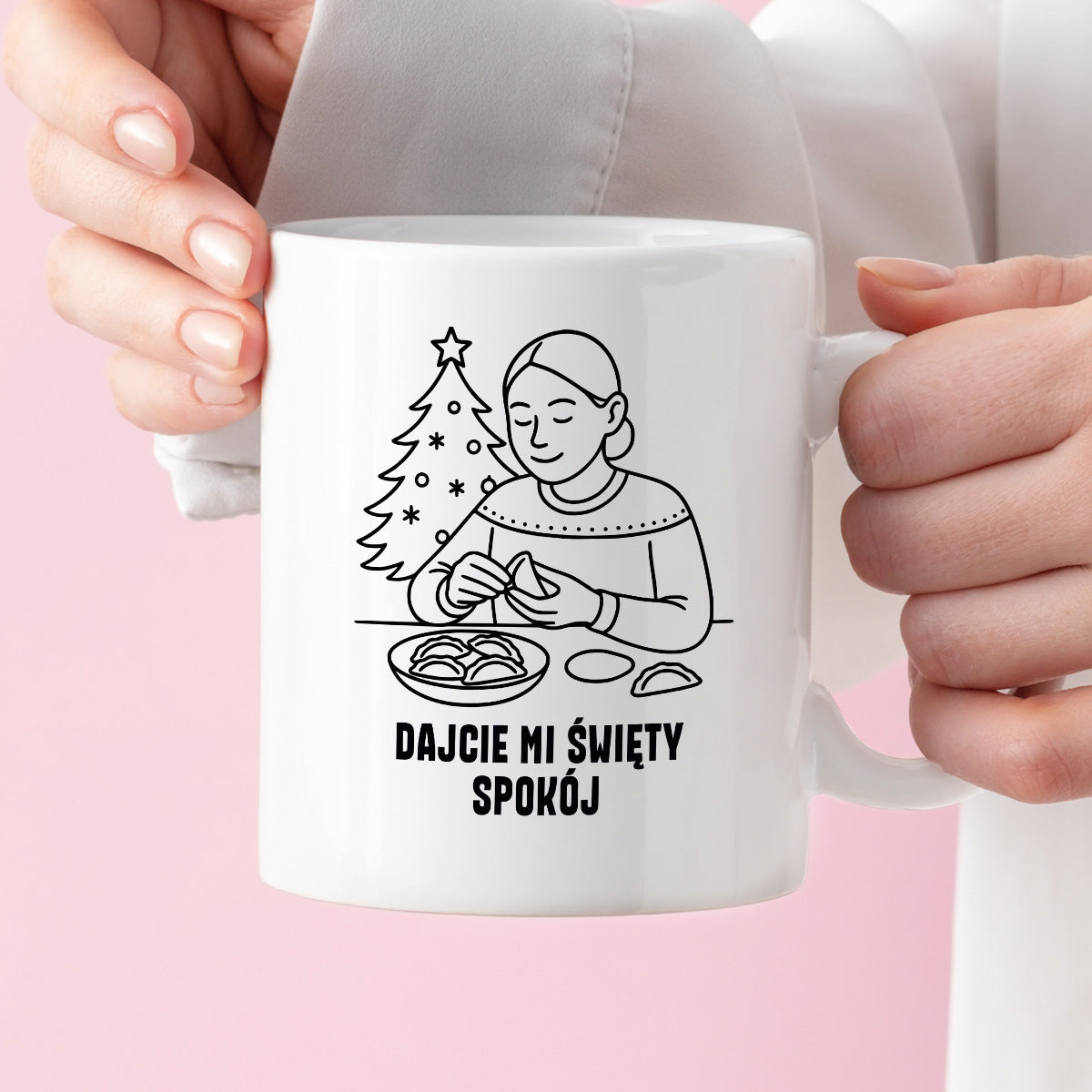 Kubek świąteczny z cytatem MAMY - "Dajcie mi święty spokój"