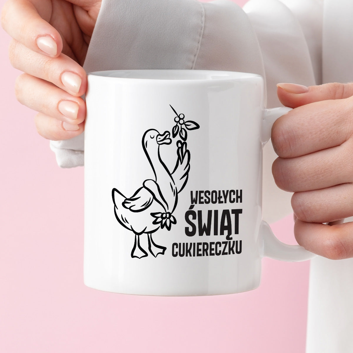 Kubek świąteczny z GĄSKĄ - "WESOŁYCH ŚWIĄT CUKIERECZKU"