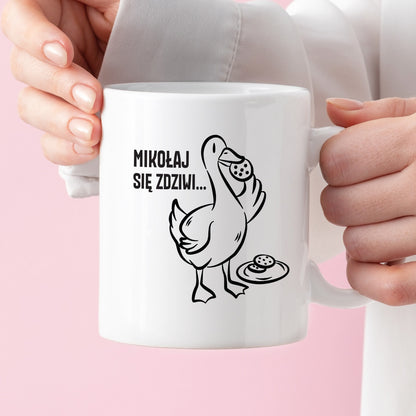 Kubek świąteczny z GĄSKĄ - "MIKOŁAJ SIĘ ZDZIWI"