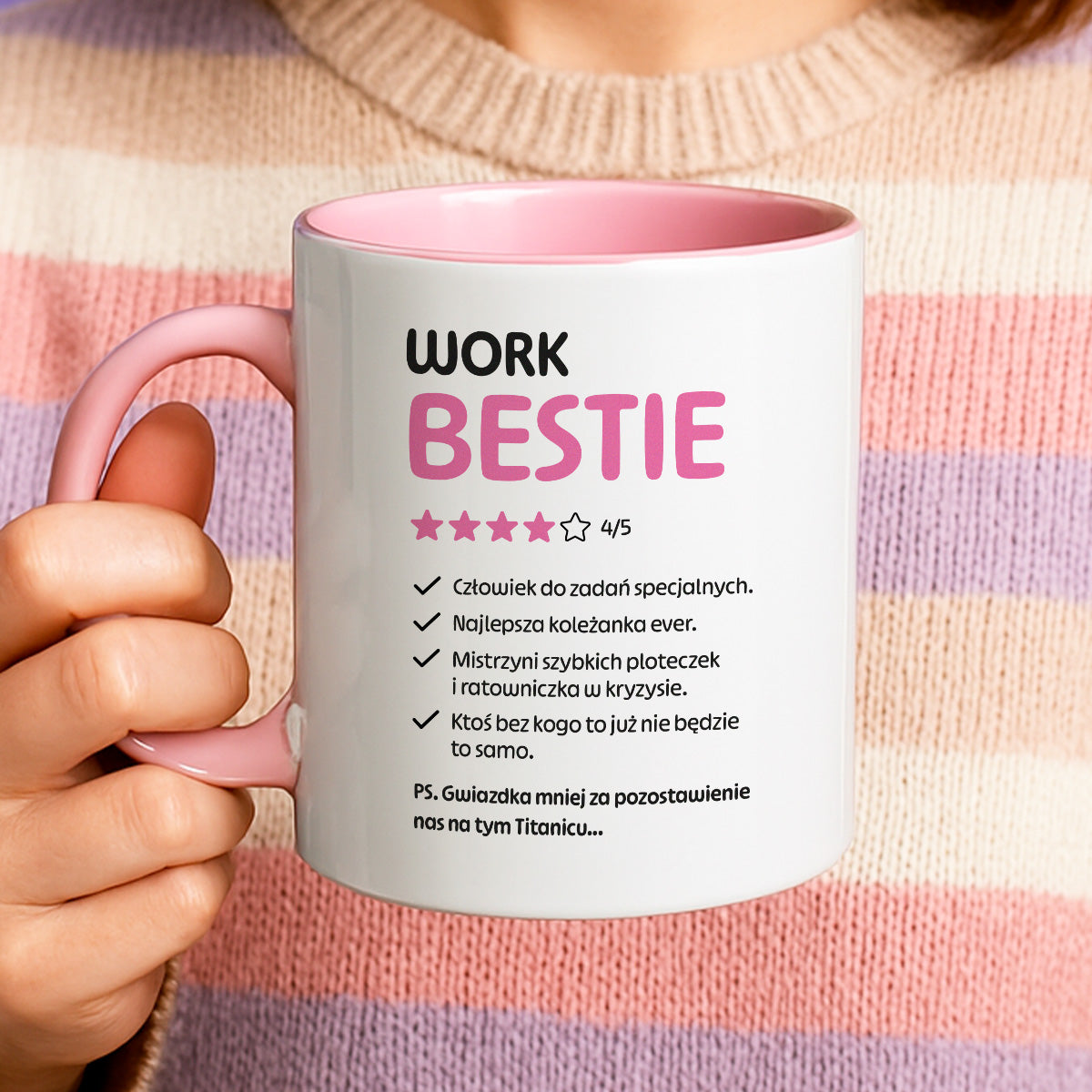 Kubek z nadrukiem "Work Bestie" na odejście z pracy